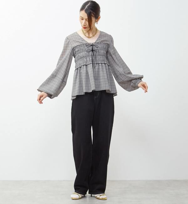 Soffitto「《WEB限定》前後2WAYシャーリングブラウス」|シャツ・ブラウス|