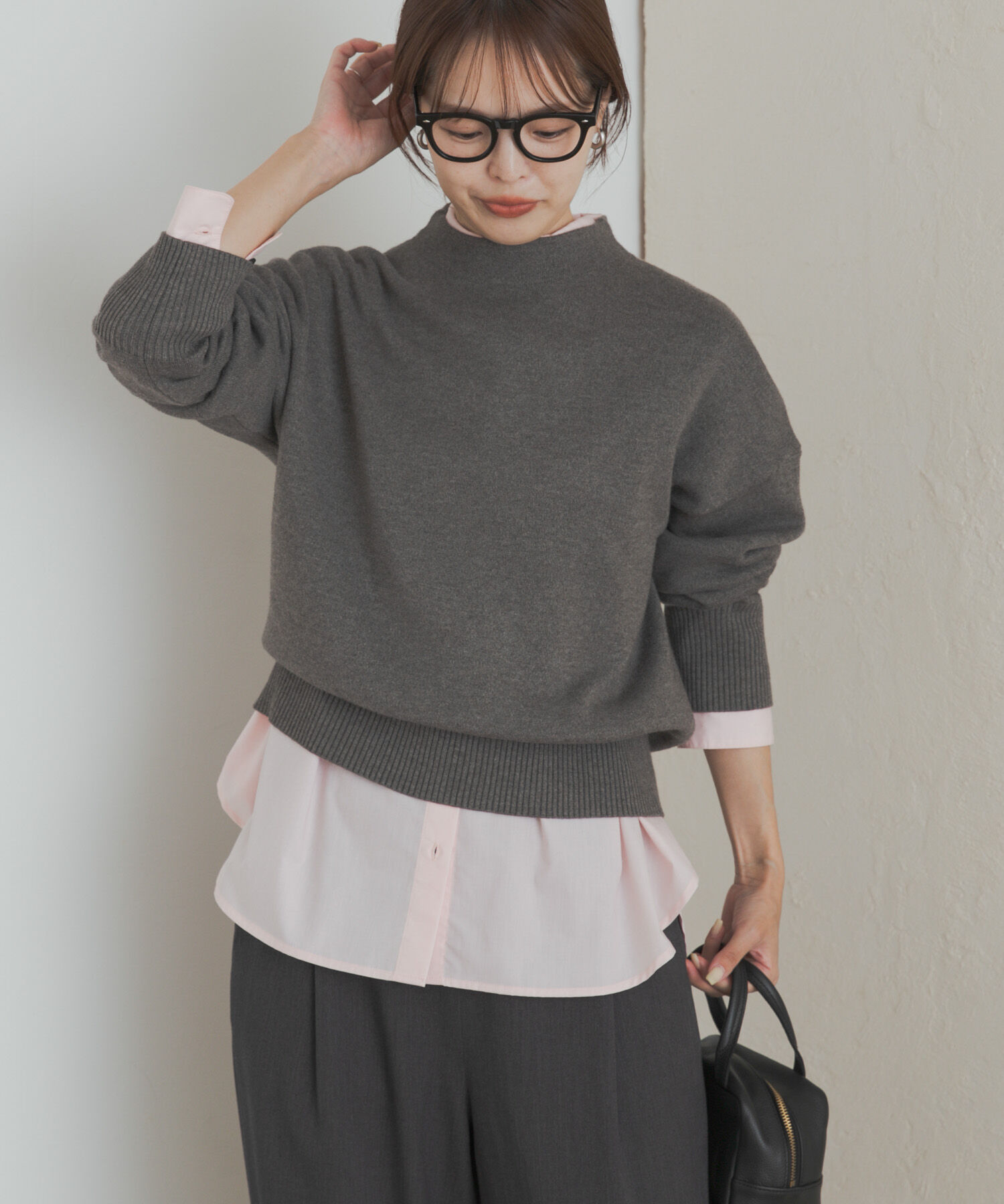 URBAN RESEARCH DOORS「『蓄熱/洗濯可』ボトルネックKNITプルオーバー」|ニット・セーター|グレー