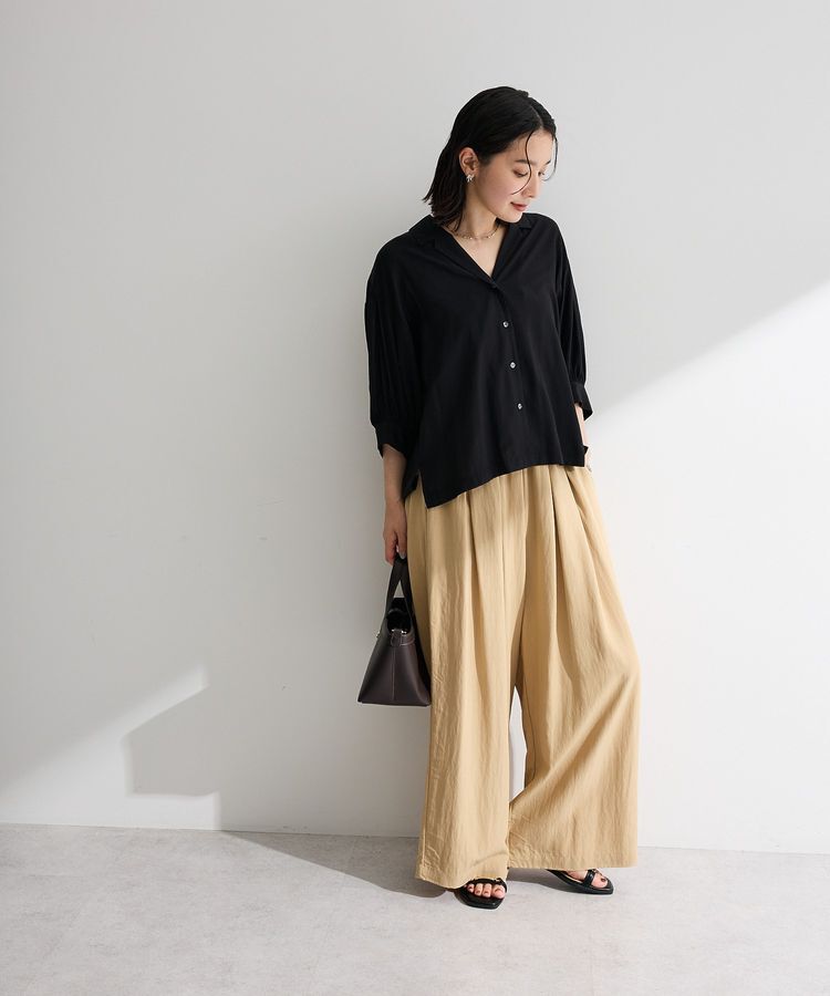 Green Parks「接触冷感シルキータッチローンオープンカラーシャツ」|シャツ・ブラウス|