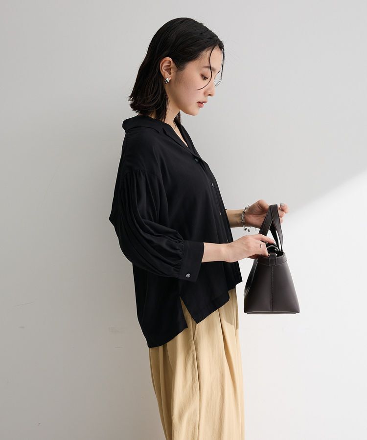 Green Parks「接触冷感シルキータッチローンオープンカラーシャツ」|シャツ・ブラウス|