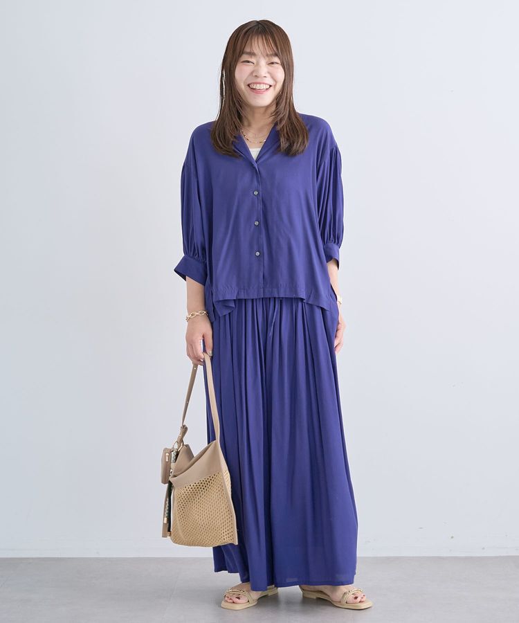 Green Parks「接触冷感シルキータッチローンオープンカラーシャツ」|シャツ・ブラウス|