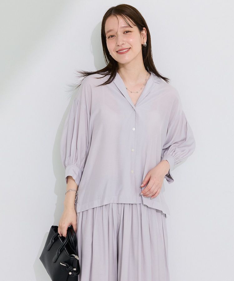 Green Parks「接触冷感シルキータッチローンオープンカラーシャツ」|シャツ・ブラウス|