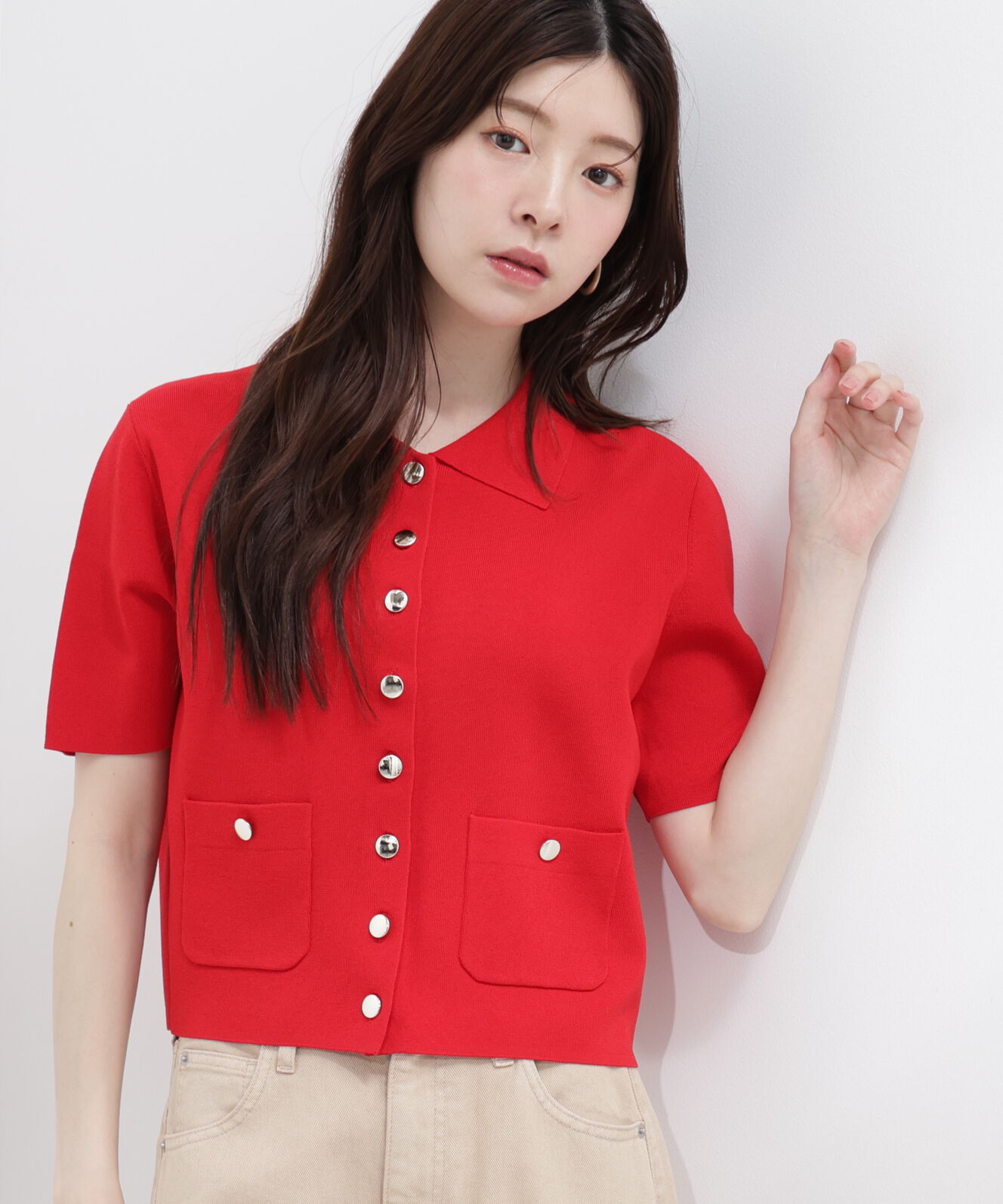 PROPORTION BODY DRESSING「<中川紅葉さん着用><ｳｫｯｼｬﾌﾞﾙ/UVｶｯﾄ/接触冷感>ﾎﾟﾛ衿ﾆｯﾄ  」|カーディガン|