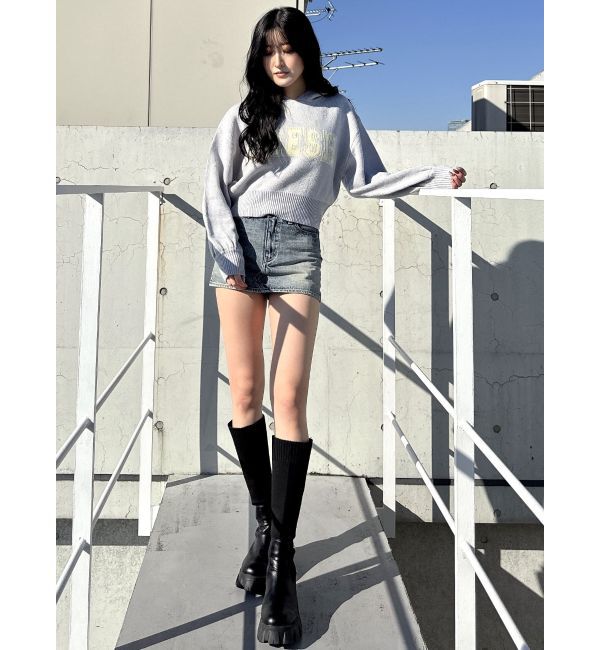 GYDA「PRESH short ニットパーカー」|ニット・セーター|