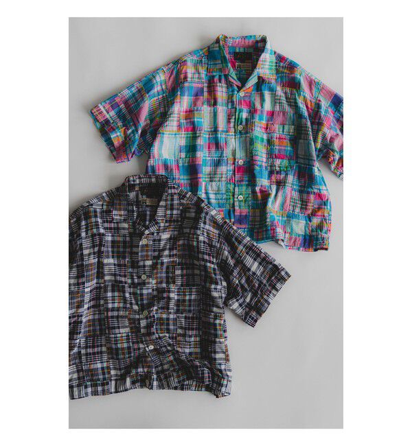 BEAMS PLUS「Cabana Boy-SHT Patchwork Madras Navy」|シャツ・ブラウス|