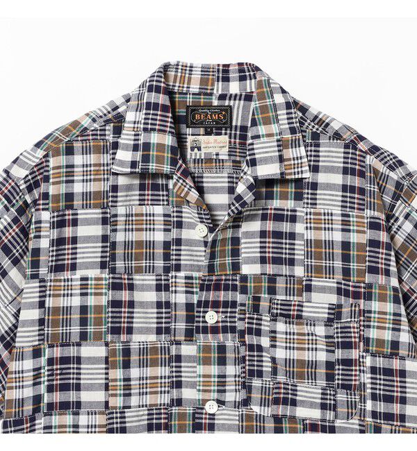 BEAMS PLUS「Cabana Boy-SHT Patchwork Madras Navy」|シャツ・ブラウス|