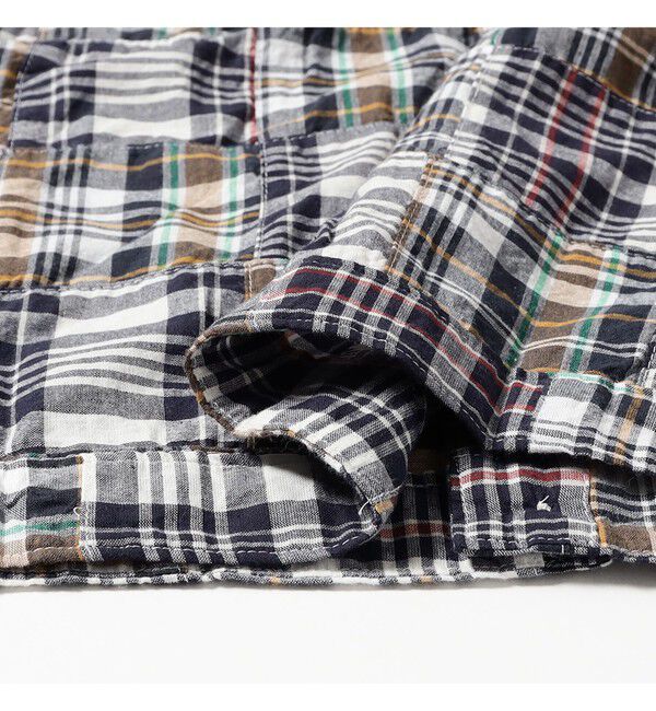 BEAMS PLUS「Cabana Boy-SHT Patchwork Madras Navy」|シャツ・ブラウス|