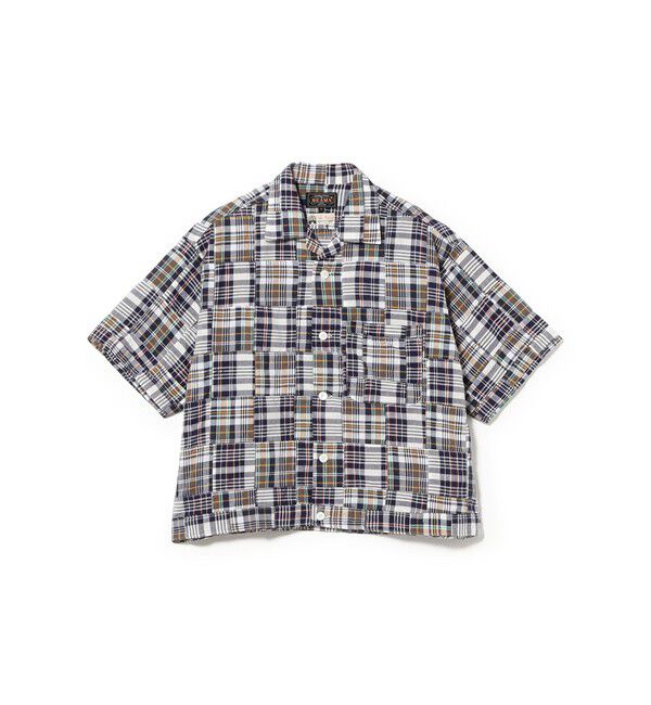 BEAMS PLUS「Cabana Boy-SHT Patchwork Madras Navy」|シャツ・ブラウス|