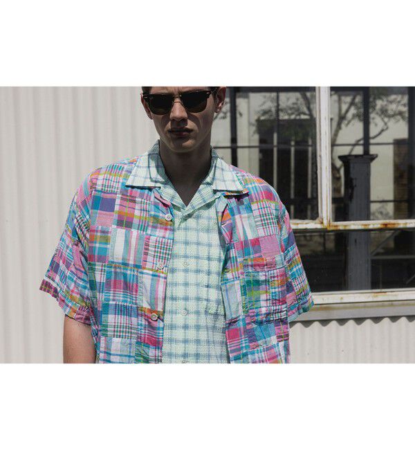 BEAMS PLUS「Cabana Boy-SHT Patchwork Madras Pink」|シャツ・ブラウス|
