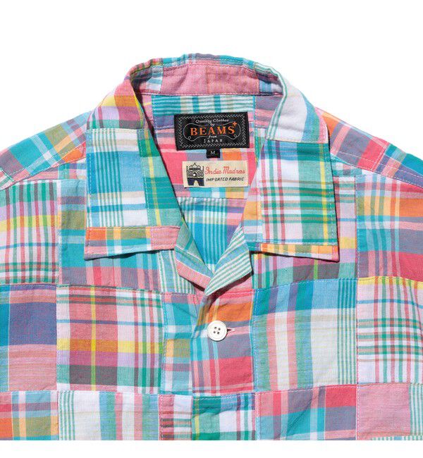 BEAMS PLUS「Cabana Boy-SHT Patchwork Madras Pink」|シャツ・ブラウス|
