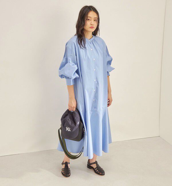 SHIPS for women「〈手洗い可能〉GIZA スーピマ 綿 切り替え バンドカラー ワンピース◇」|ワンピース|