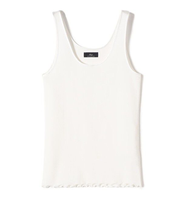 SHIPS for women「SHIPS Primary Navy Label:サテン パイピング リブ タンクトップ」|タンクトップ|オフホワイト