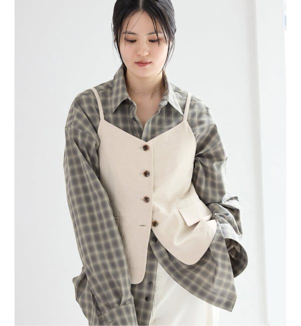 IENA「《セットアップ対応》ウォッシャブル リネン混シェイプジレ」|その他|