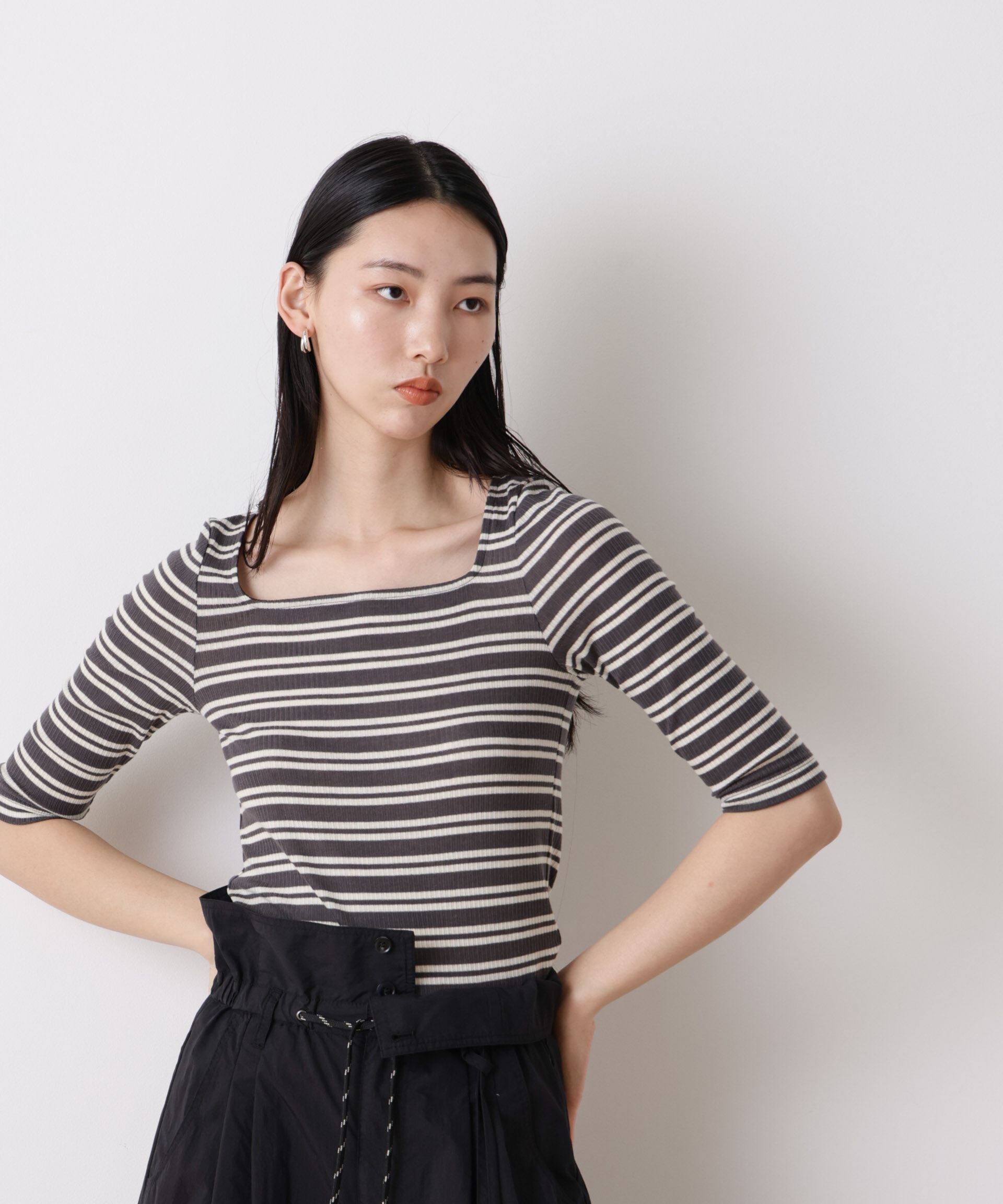 nano･universe「「STEVELOUR」スクエアネックリュクストップス」|Tシャツ・カットソー|