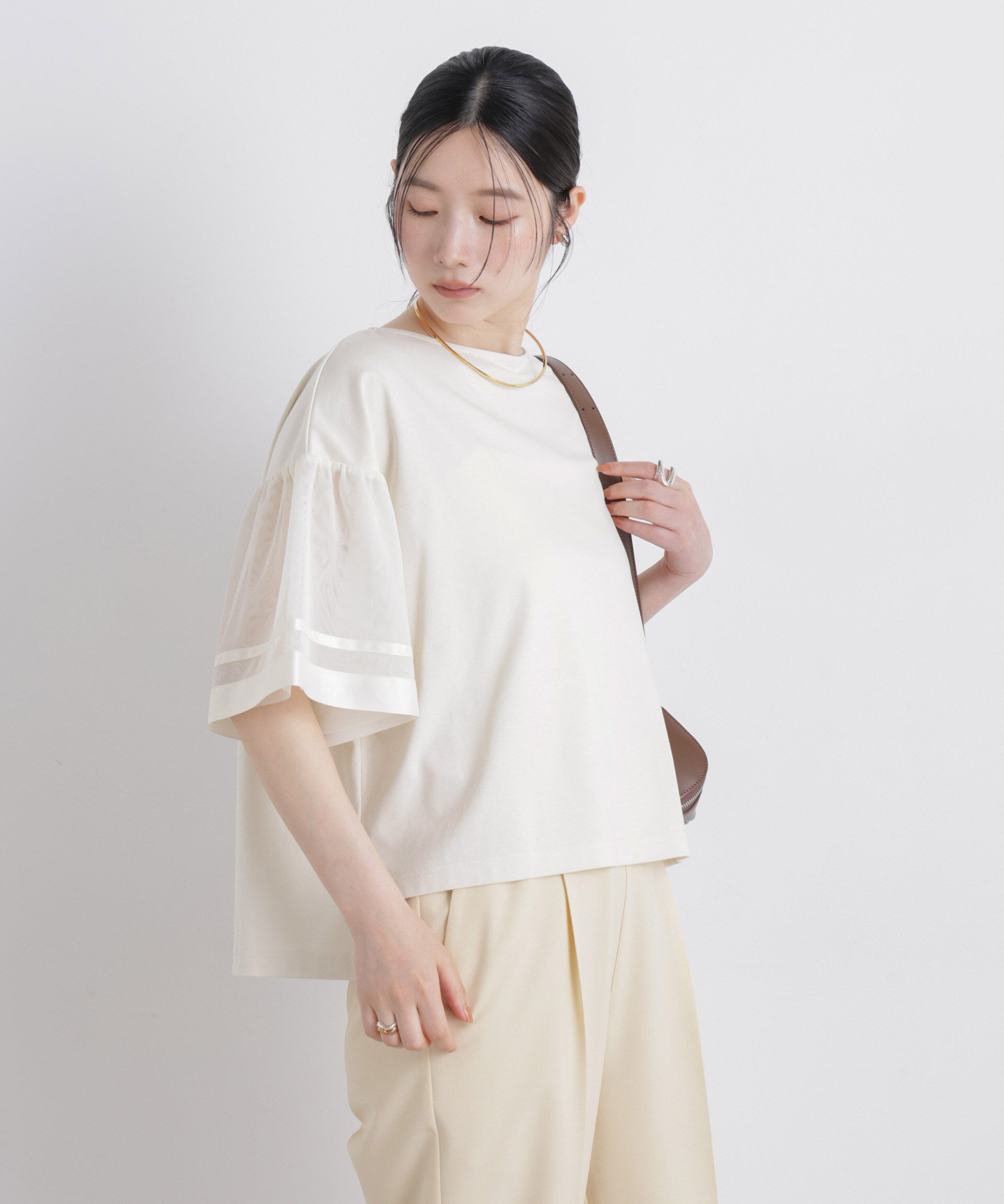 nano･universe「チュールスリーブスムースカットソー」|Tシャツ・カットソー|