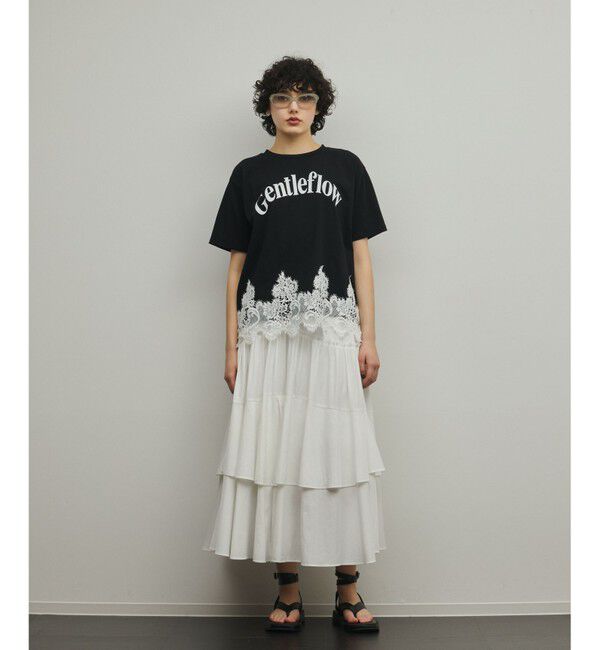 Diagram「レースヘムロゴTシャツ」|Tシャツ・カットソー|ブラック