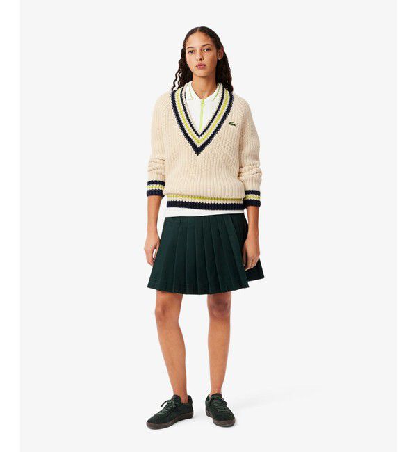 LACOSTE「ヘビーウェイト ウールチルデンニットセーター / Vネックニットセーター」|ニット・セーター|