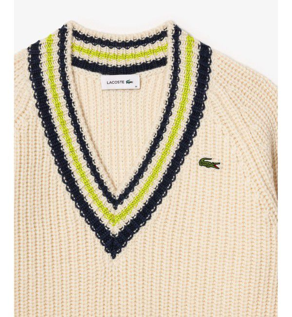 LACOSTE「ヘビーウェイト ウールチルデンニットセーター / Vネックニットセーター」|ニット・セーター|