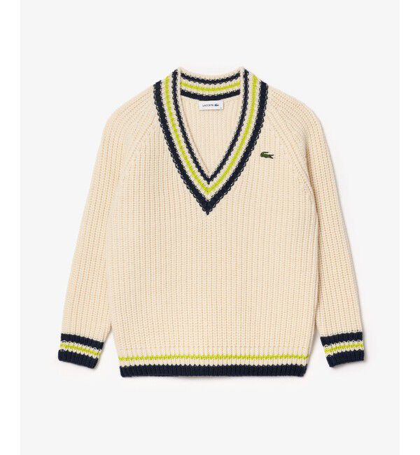 LACOSTE「ヘビーウェイト ウールチルデンニットセーター / Vネックニットセーター」|ニット・セーター|