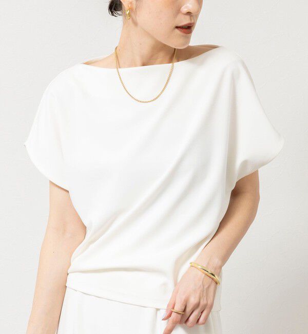 NOLLEY'S sophi「《撥水/セットアップ対応》ウォッシャブルマルチファンクションボートネックプルオーバー」|Tシャツ・カットソー|オフホワイト
