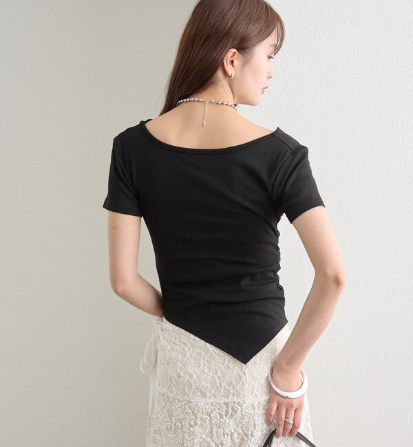  「サイドギャザードレープTシャツ」|Tシャツ・カットソー|