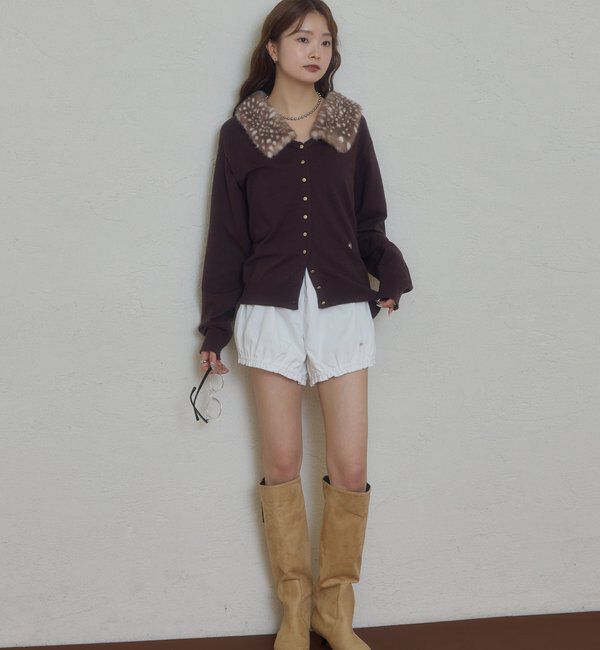  「ファー付きカーディガン」|カーディガン|