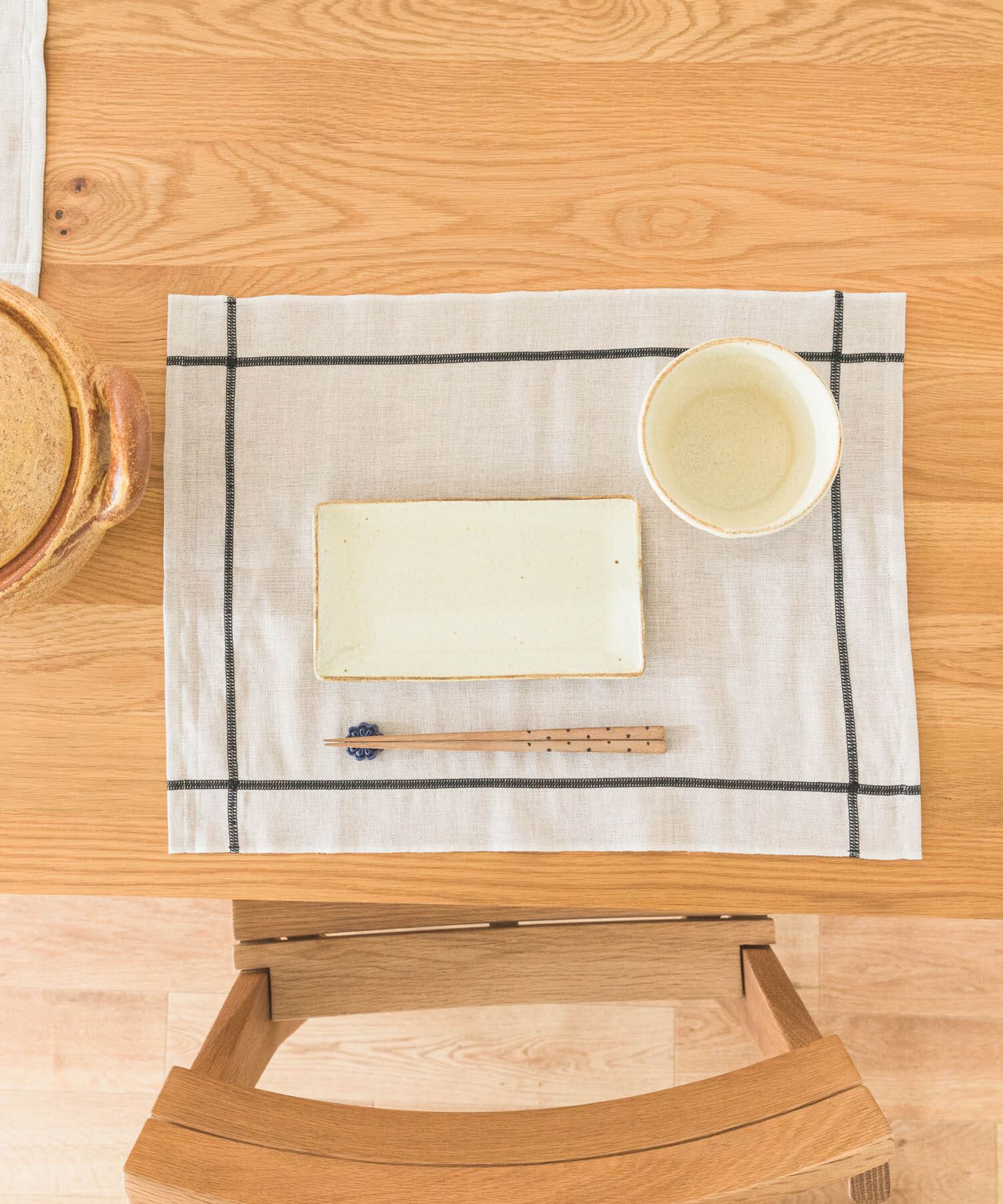 URBAN RESEARCH DOORS「DOORS LIVING PRODUCTS　コットンリネンランチマット ライン」|食器・キッチングッズ|ブラック