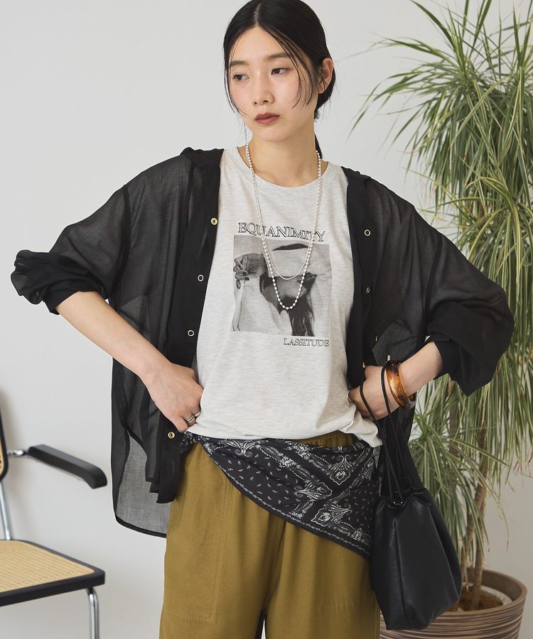 AMERICAN HOLIC「【イージーケア】シアーフーディーシャツ」|シャツ・ブラウス|Black
