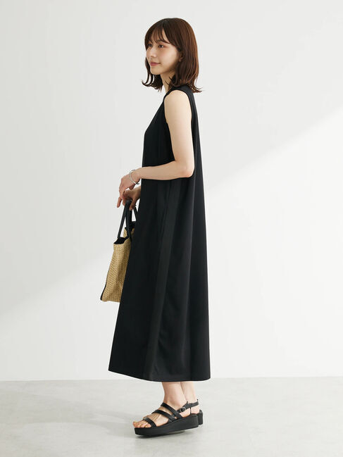 Green Parks「・Double　Flags　ジャージーノースリワンピ」|ワンピース|Black