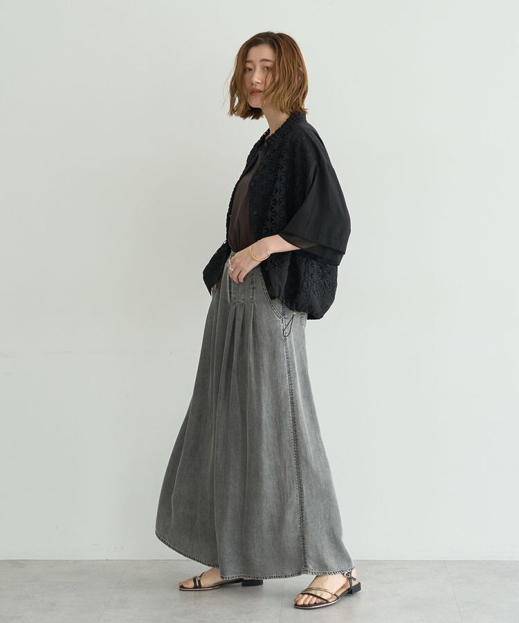 YECCA VECCA「バイオ加工ヴィンテージデニムワイドパンツ」|デニム|