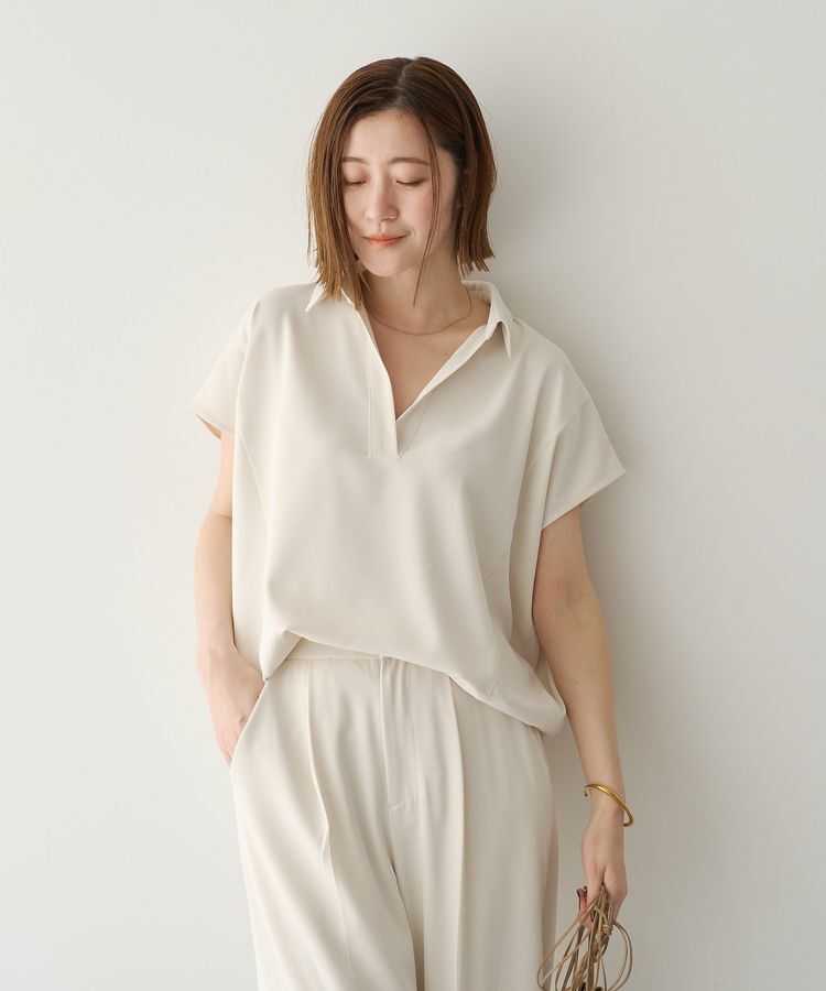 YECCA VECCA「【接触冷感】COOLスキッパーブラウス」|シャツ・ブラウス|