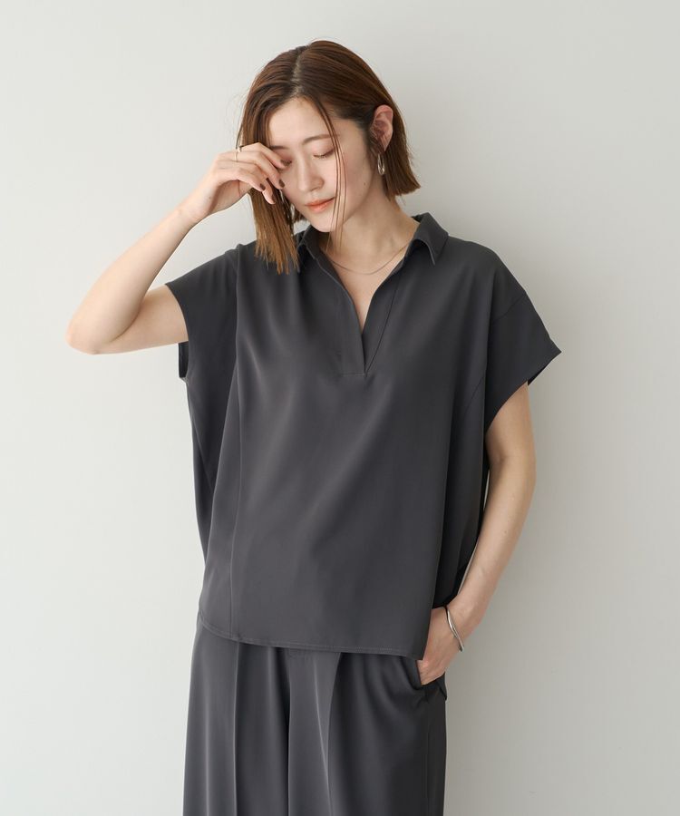 YECCA VECCA「【接触冷感】COOLスキッパーブラウス」|シャツ・ブラウス|