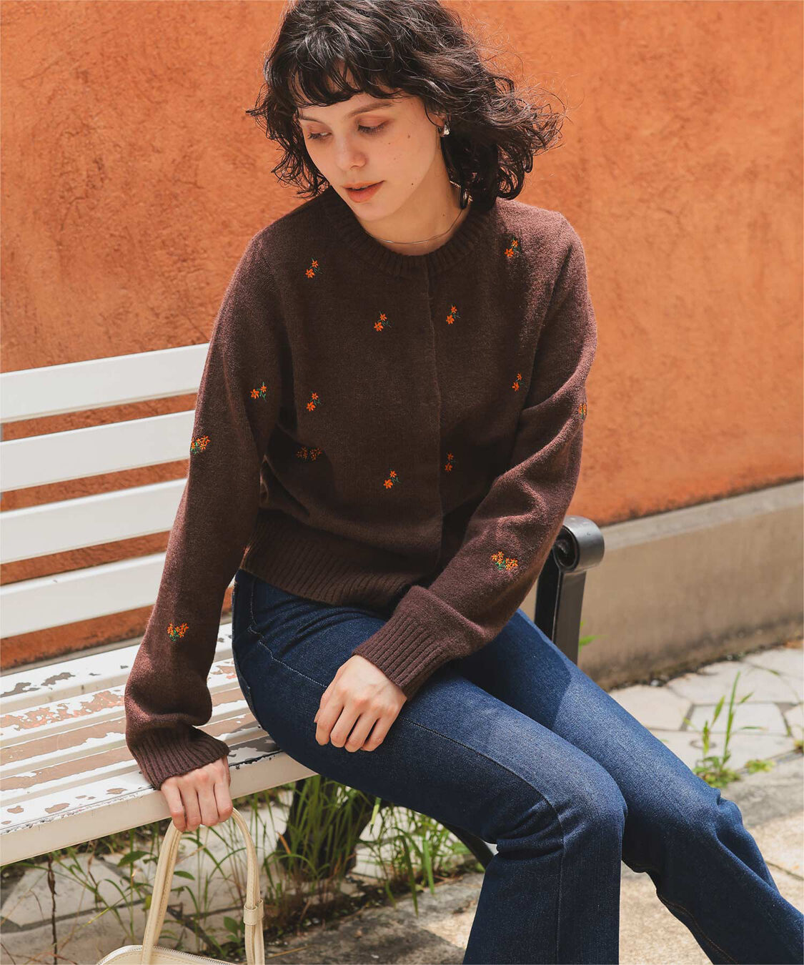 titivate「アルパカタッチフラワー刺繍カーディガン」|ニット・セーター|