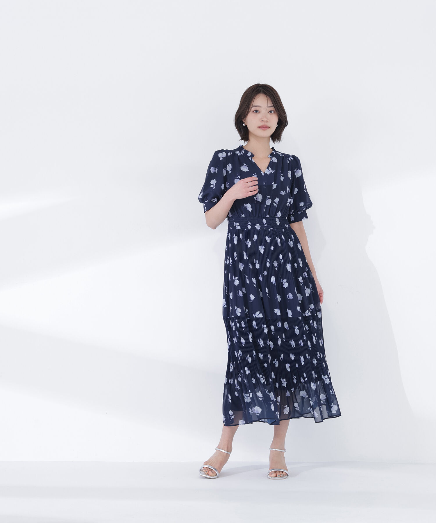  「ぼかしフラワープリントワンピース」|ワンピース|
