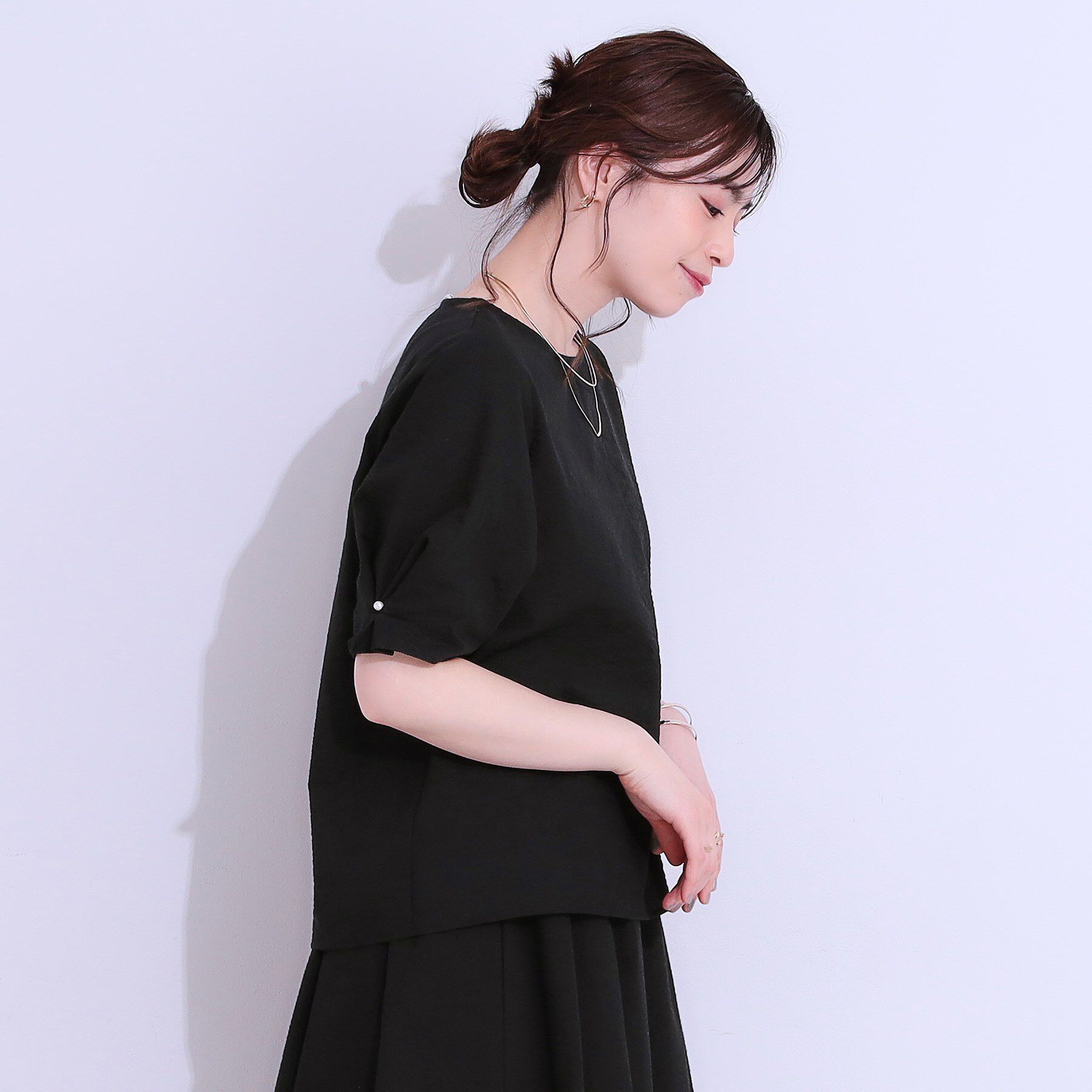 SHOO･LA･RUE「【S-LL/セットアップ可/5分袖】涼しくこなれる お袖タックブラウス」|シャツ・ブラウス|