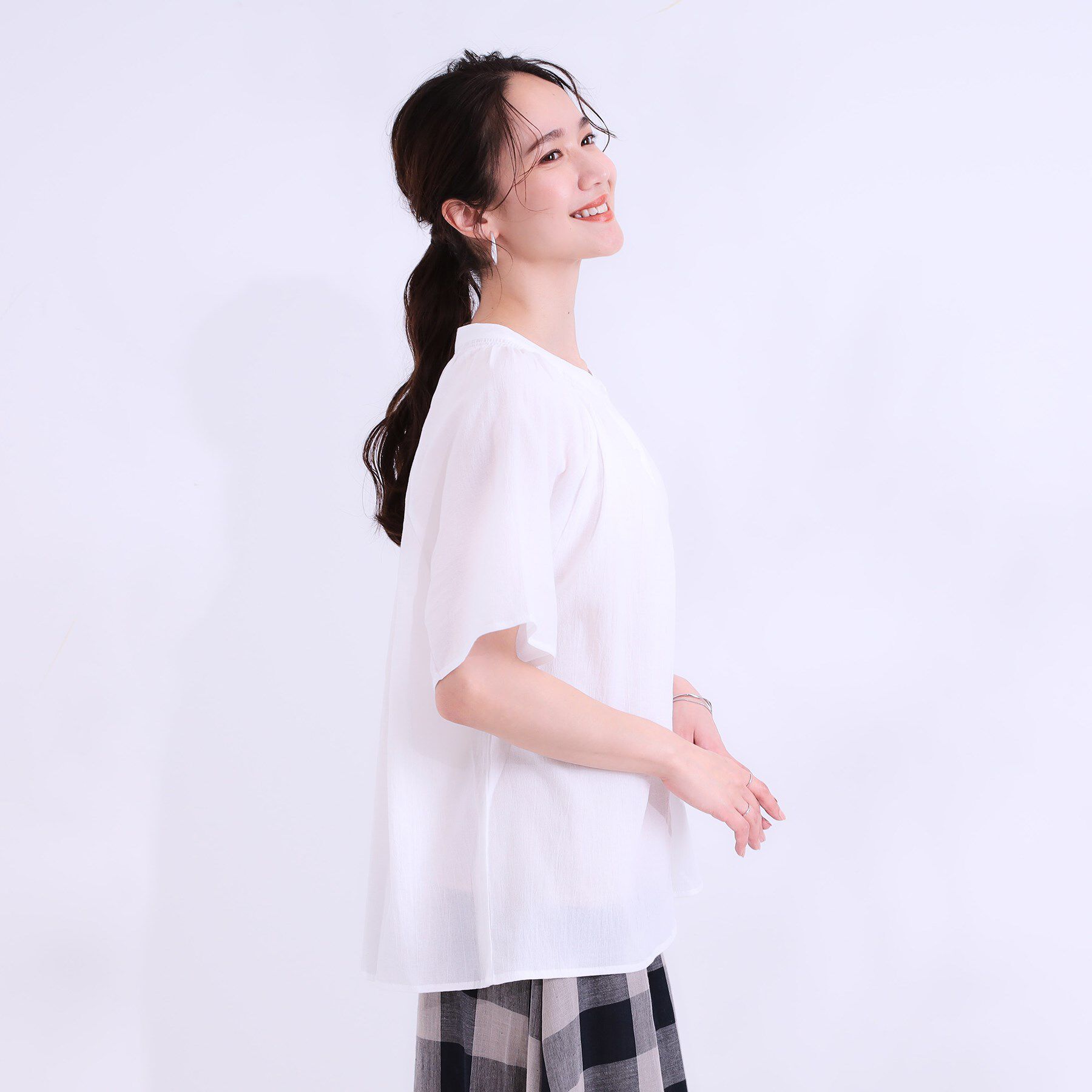 SHOO･LA･RUE「体型カバーも叶う 大人上品なコットンボイルブラウス」|シャツ・ブラウス|