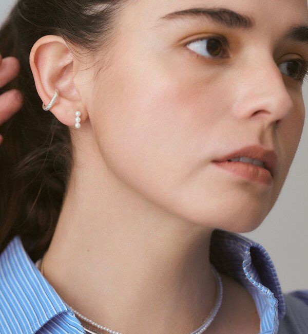 agete「シルバー/K10アコヤパールピアス」|ピアス|