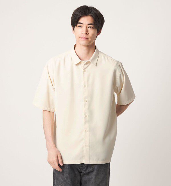 UNITED ARROWS green label relaxing「【WEB限定】JUST fit ソフトドレープ ボックスシルエット 半袖 シャツ」|シャツ・ブラウス|OFF WHITE