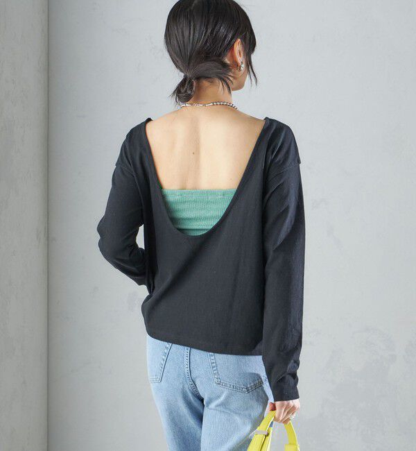 SHIPS for women「【SHIPS別注】onit:〈手洗い可能〉ラフィ 天竺 バック オープン ロング スリーブ◇」|Tシャツ・カットソー|