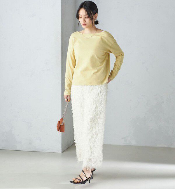 SHIPS for women「【SHIPS別注】onit:〈手洗い可能〉ラフィ 天竺 バック オープン ロング スリーブ◇」|Tシャツ・カットソー|