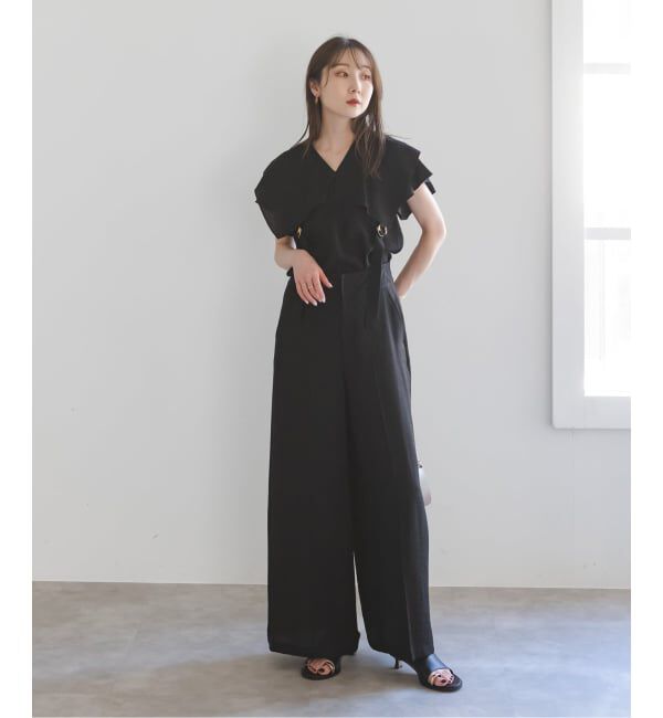 NOBLE「《WEB限定追加》【洗える】ファジーリネンスクエアケープブラウス」|シャツ・ブラウス|