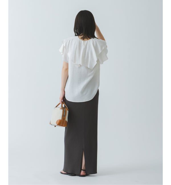 NOBLE「《WEB限定追加》【洗える】ファジーリネンスクエアケープブラウス」|シャツ・ブラウス|