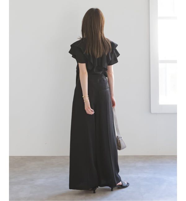 NOBLE「《WEB限定追加》【洗える】ファジーリネンスクエアケープブラウス」|シャツ・ブラウス|