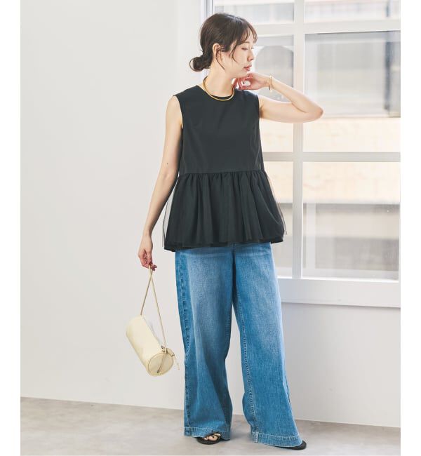 Spick and Span「《手洗い可》チュールペプラムブラウス」|シャツ・ブラウス|