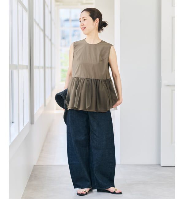 Spick and Span「《手洗い可》チュールペプラムブラウス」|シャツ・ブラウス|