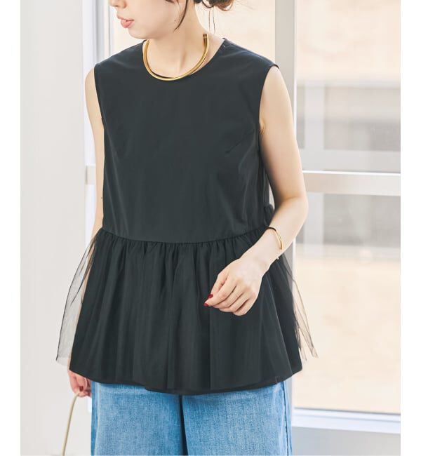 Spick and Span「《手洗い可》チュールペプラムブラウス」|シャツ・ブラウス|
