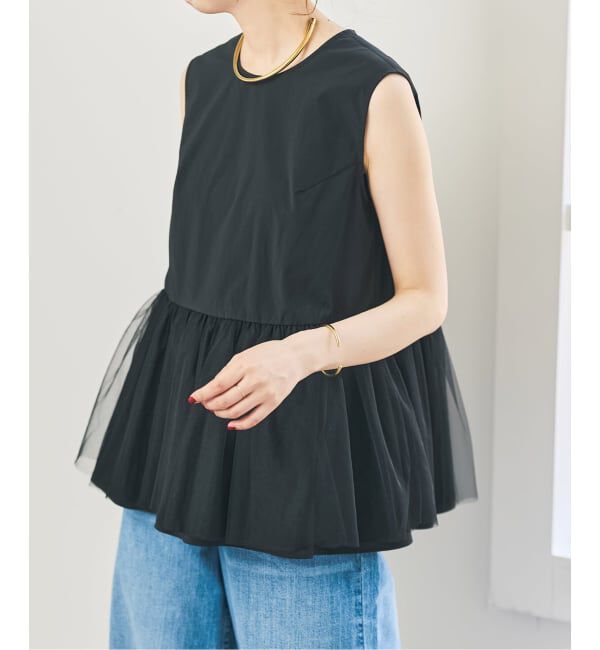 Spick and Span「《手洗い可》チュールペプラムブラウス」|シャツ・ブラウス|