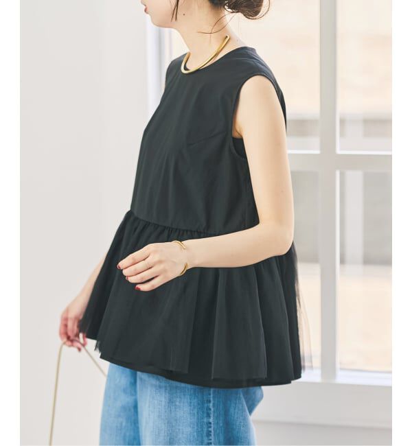 Spick and Span「《手洗い可》チュールペプラムブラウス」|シャツ・ブラウス|