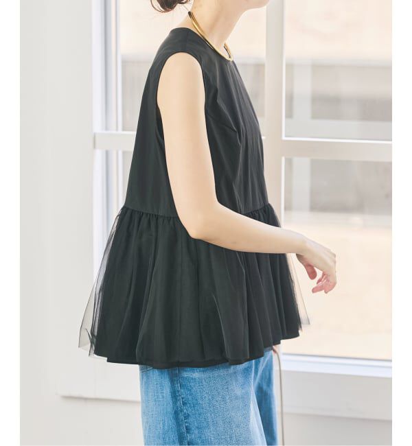 Spick and Span「《手洗い可》チュールペプラムブラウス」|シャツ・ブラウス|