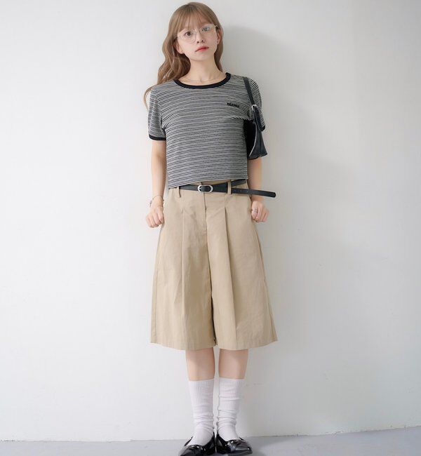  「ボーダー刺繍TEE」|Tシャツ・カットソー|